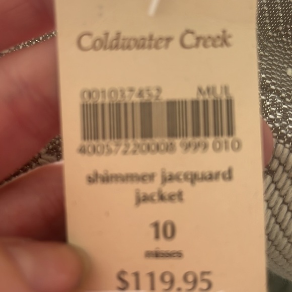 Coldwater Creek Ivory Shimmer Jacquard Jacket blazer size 10 NWT neutral fall - Picture 10 of 12